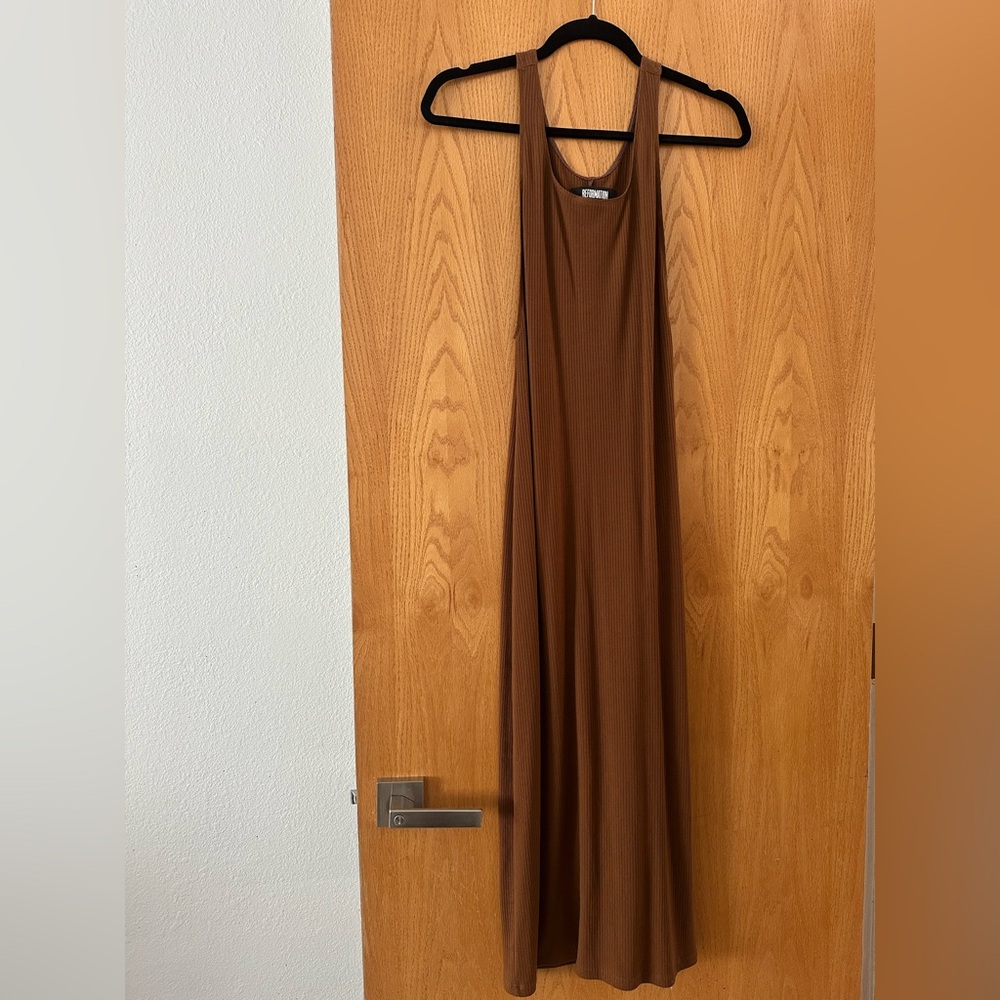 Reformation Brown Midi Dress with side slit